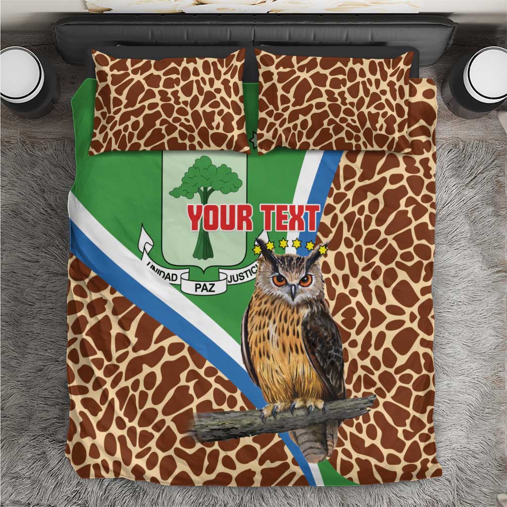 Personalised Equatorial Guinea Bedding Set Bubo Poensis With Coat Of Arms LT15