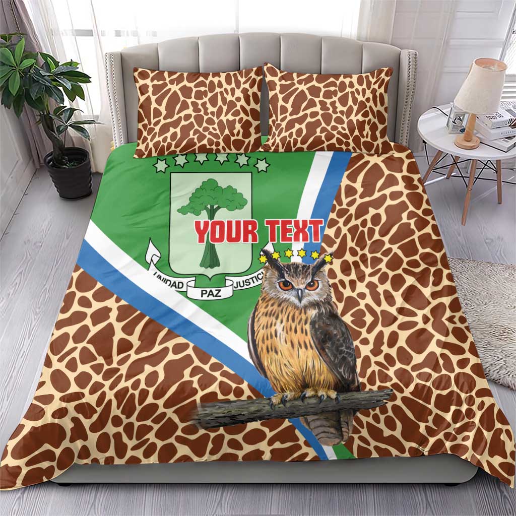Personalised Equatorial Guinea Bedding Set Bubo Poensis With Coat Of Arms LT15