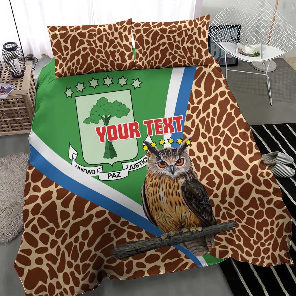Personalised Equatorial Guinea Bedding Set Bubo Poensis With Coat Of Arms LT15