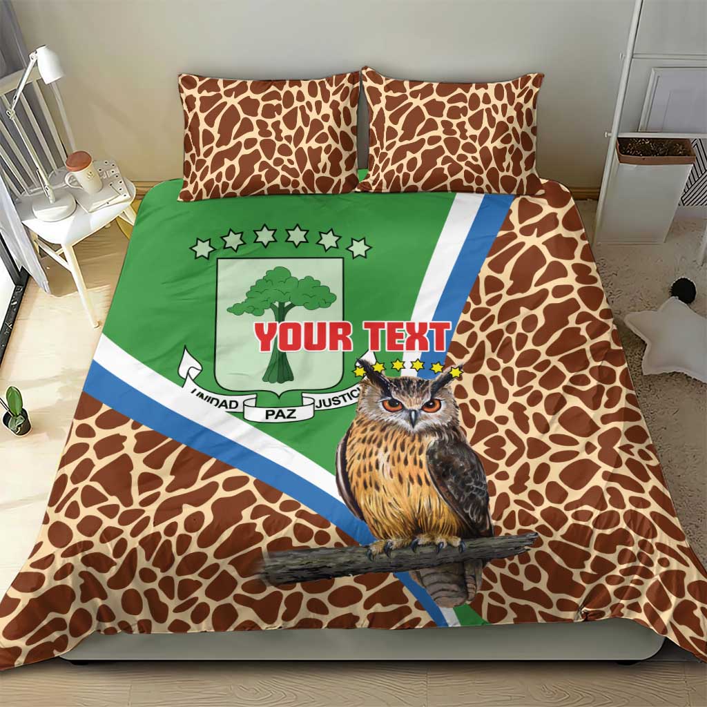 Personalised Equatorial Guinea Bedding Set Bubo Poensis With Coat Of Arms LT15