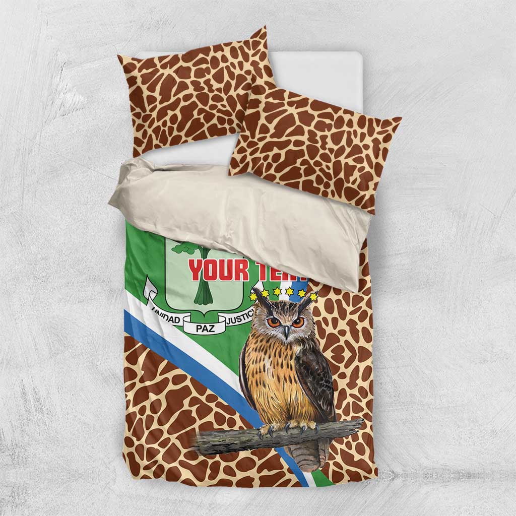 Personalised Equatorial Guinea Bedding Set Bubo Poensis With Coat Of Arms LT15