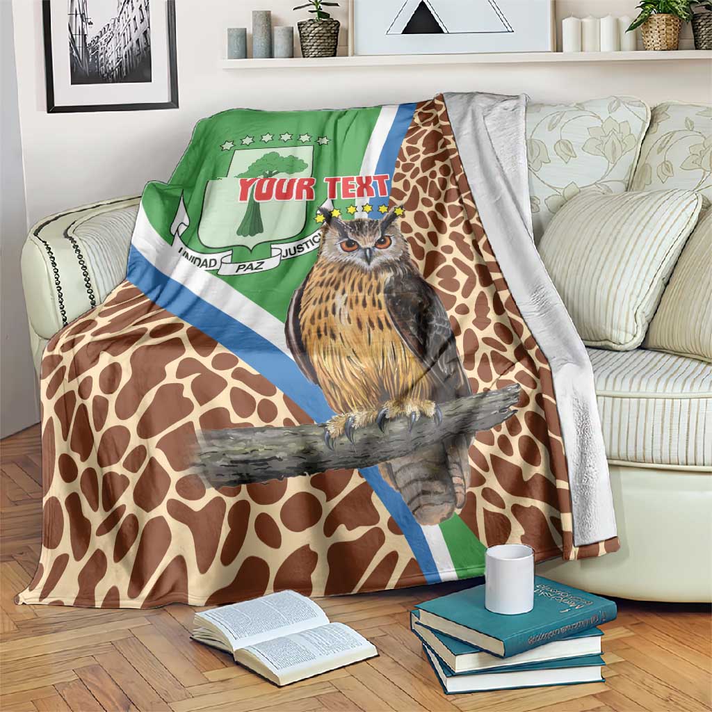 Personalised Equatorial Guinea Blanket Bubo Poensis With Coat Of Arms LT15