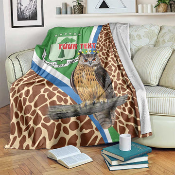 Personalised Equatorial Guinea Blanket Bubo Poensis With Coat Of Arms LT15