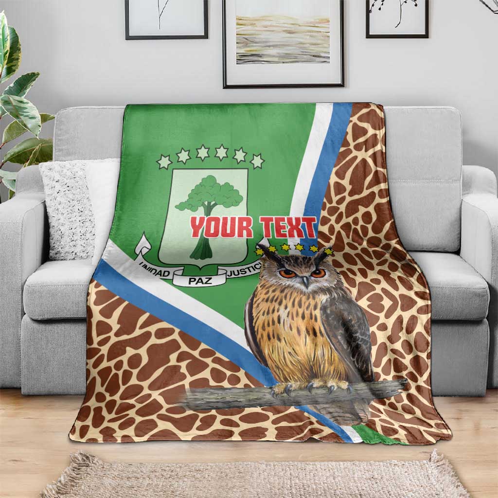 Personalised Equatorial Guinea Blanket Bubo Poensis With Coat Of Arms LT15