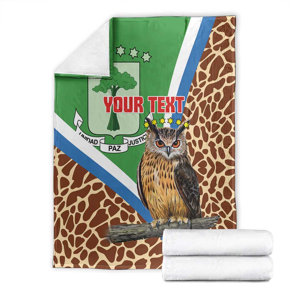 Personalised Equatorial Guinea Blanket Bubo Poensis With Coat Of Arms LT15