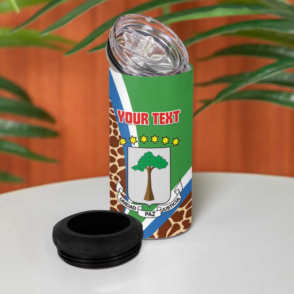 Personalised Equatorial Guinea 4 in 1 Can Cooler Tumbler Bubo Poensis With Coat Of Arms LT15