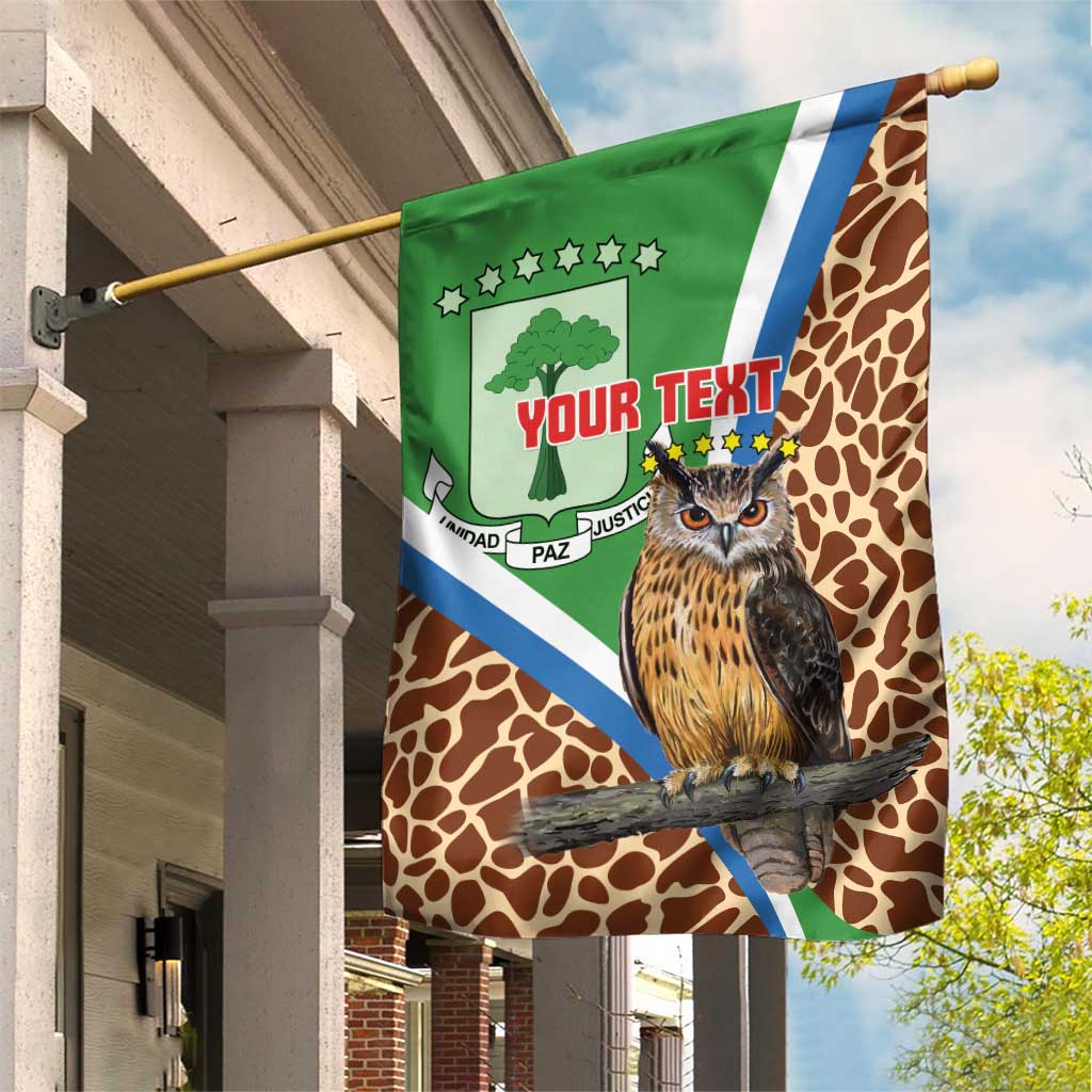 Personalised Equatorial Guinea Garden Flag Bubo Poensis With Coat Of Arms LT15