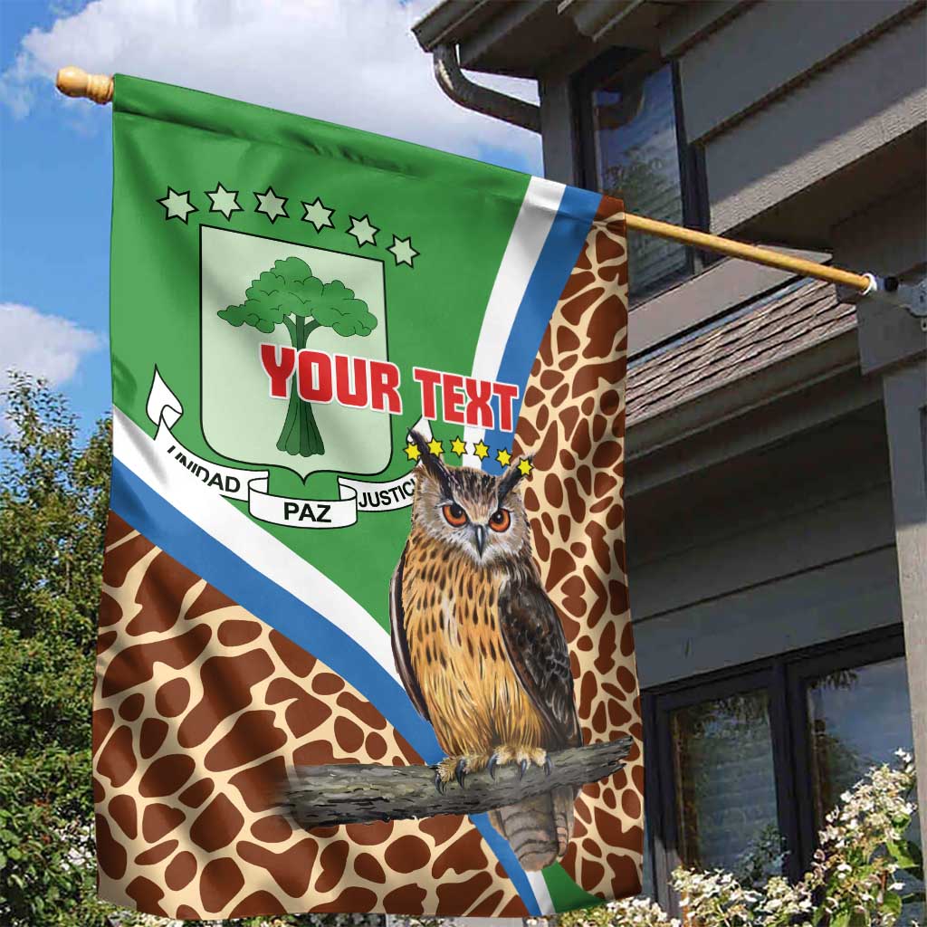 Personalised Equatorial Guinea Garden Flag Bubo Poensis With Coat Of Arms LT15
