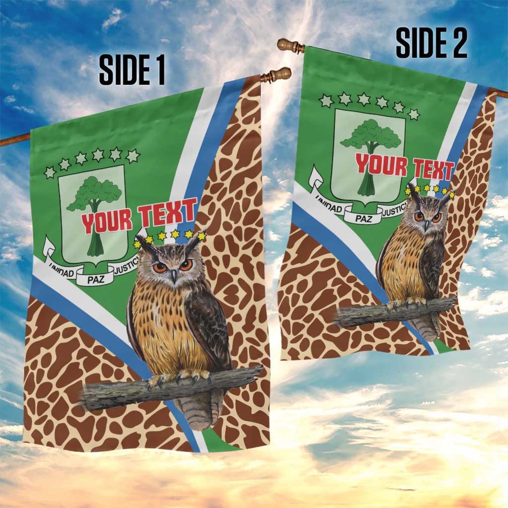 Personalised Equatorial Guinea Garden Flag Bubo Poensis With Coat Of Arms LT15