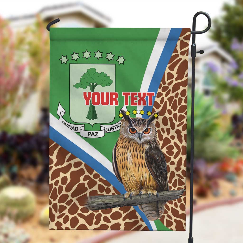 Personalised Equatorial Guinea Garden Flag Bubo Poensis With Coat Of Arms LT15