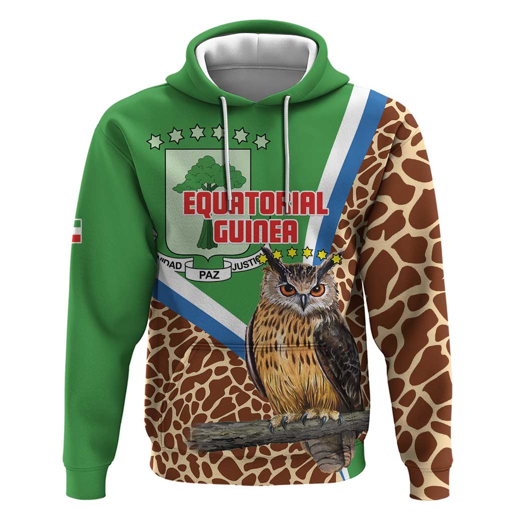 Personalised Equatorial Guinea Hoodie Bubo Poensis Mix Giraffe Pattern LT15