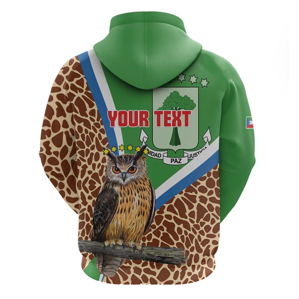 Personalised Equatorial Guinea Hoodie Bubo Poensis Mix Giraffe Pattern LT15