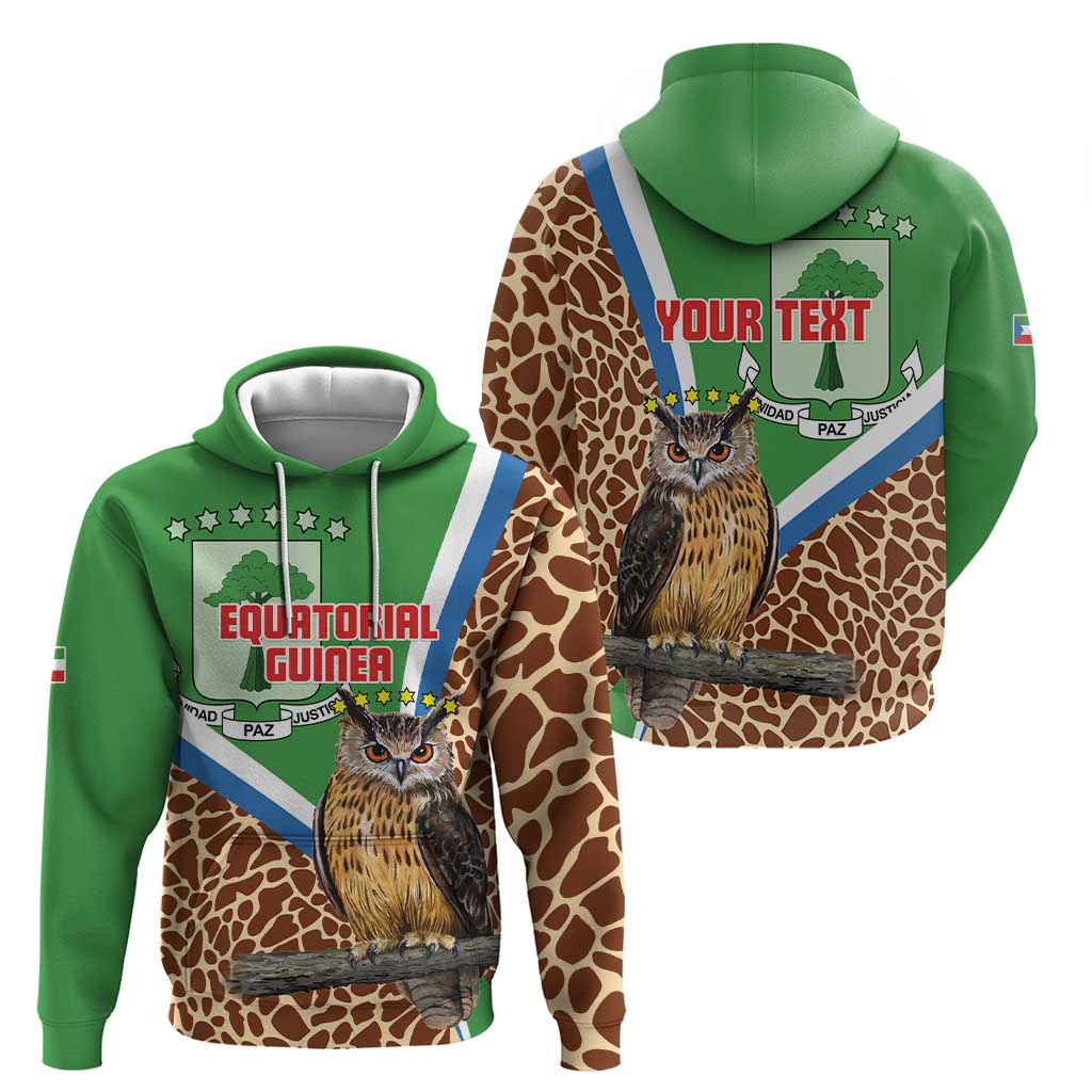 Personalised Equatorial Guinea Hoodie Bubo Poensis Mix Giraffe Pattern LT15