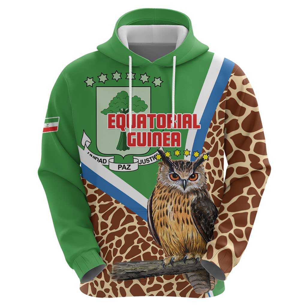 Personalised Equatorial Guinea Hoodie Bubo Poensis Mix Giraffe Pattern LT15