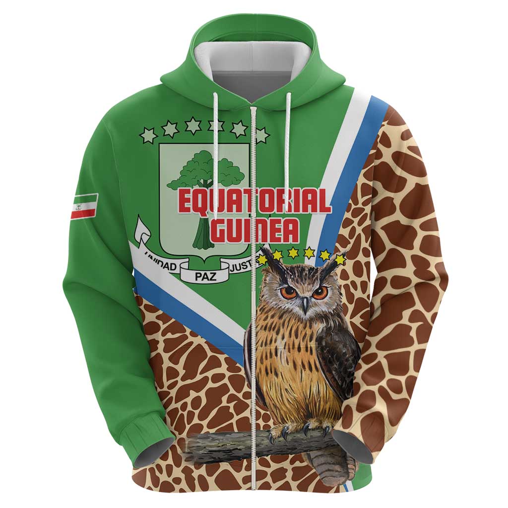 Personalised Equatorial Guinea Hoodie Bubo Poensis Mix Giraffe Pattern LT15