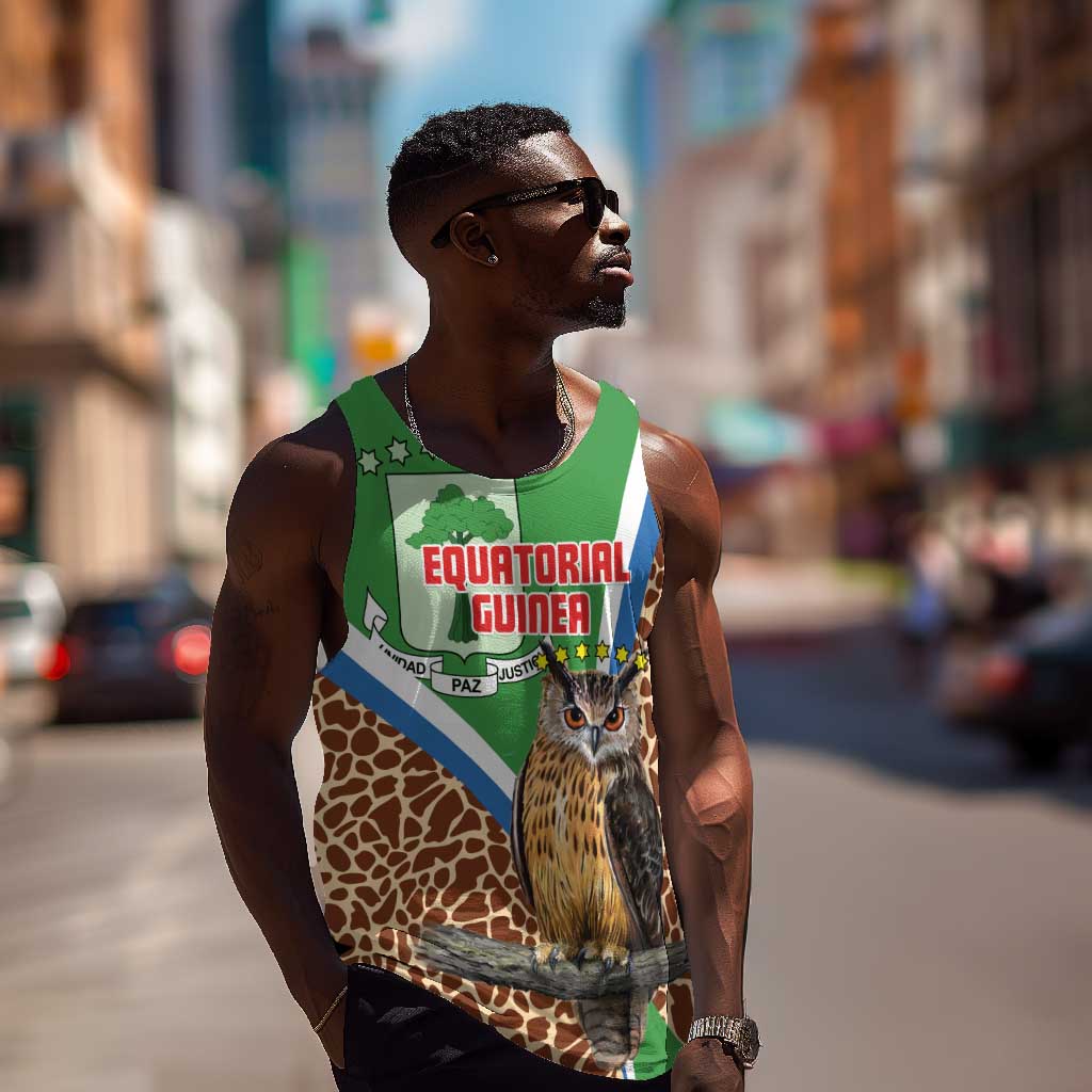 Personalised Equatorial Guinea Men Tank Top Bubo Poensis With Coat Of Arms LT15