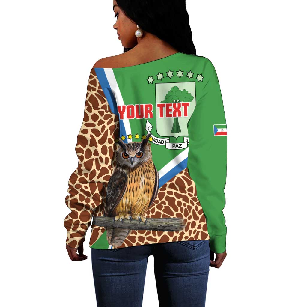 Personalised Equatorial Guinea Off Shoulder Sweater Bubo Poensis With Coat Of Arms LT15