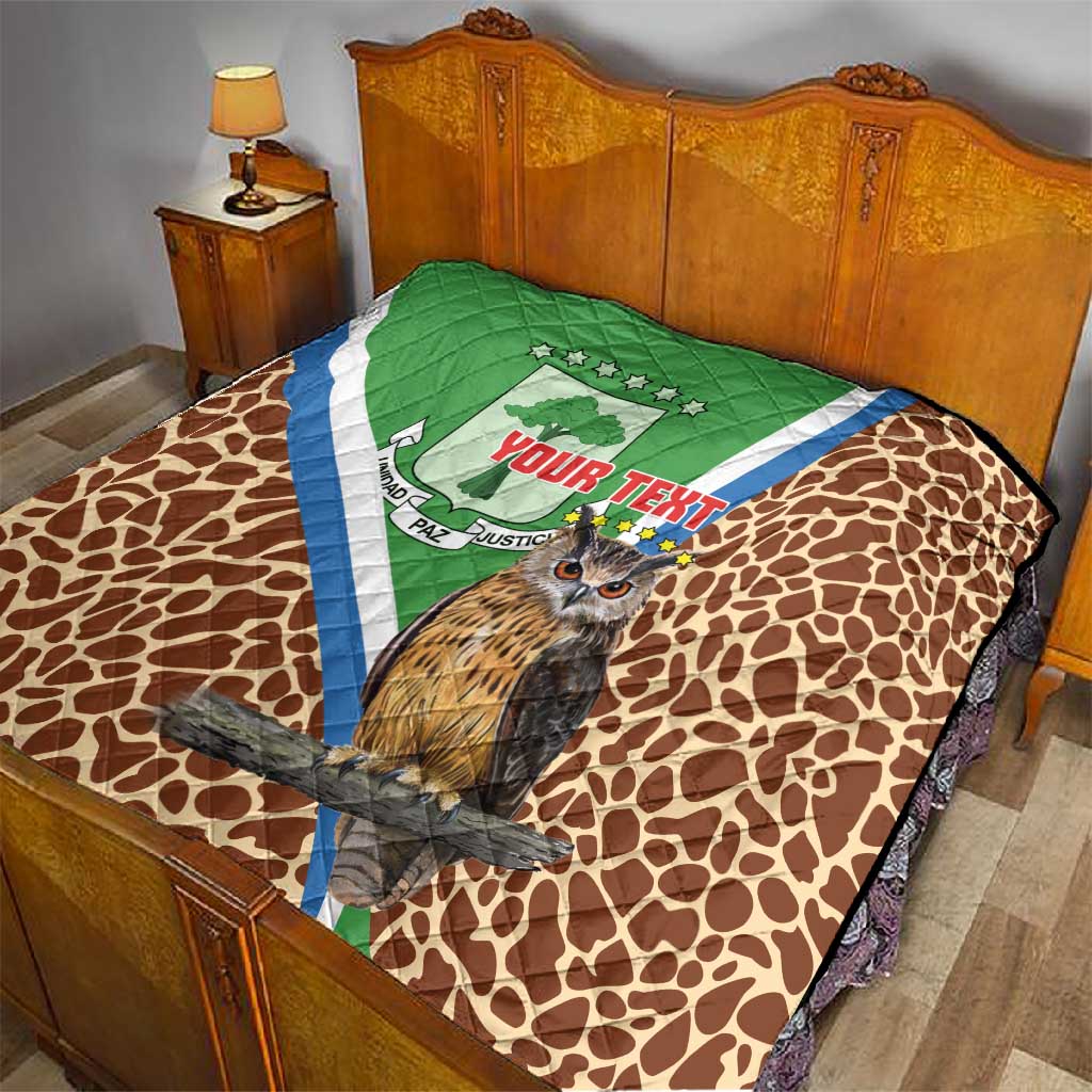 Personalised Equatorial Guinea Quilt Bubo Poensis With Coat Of Arms LT15