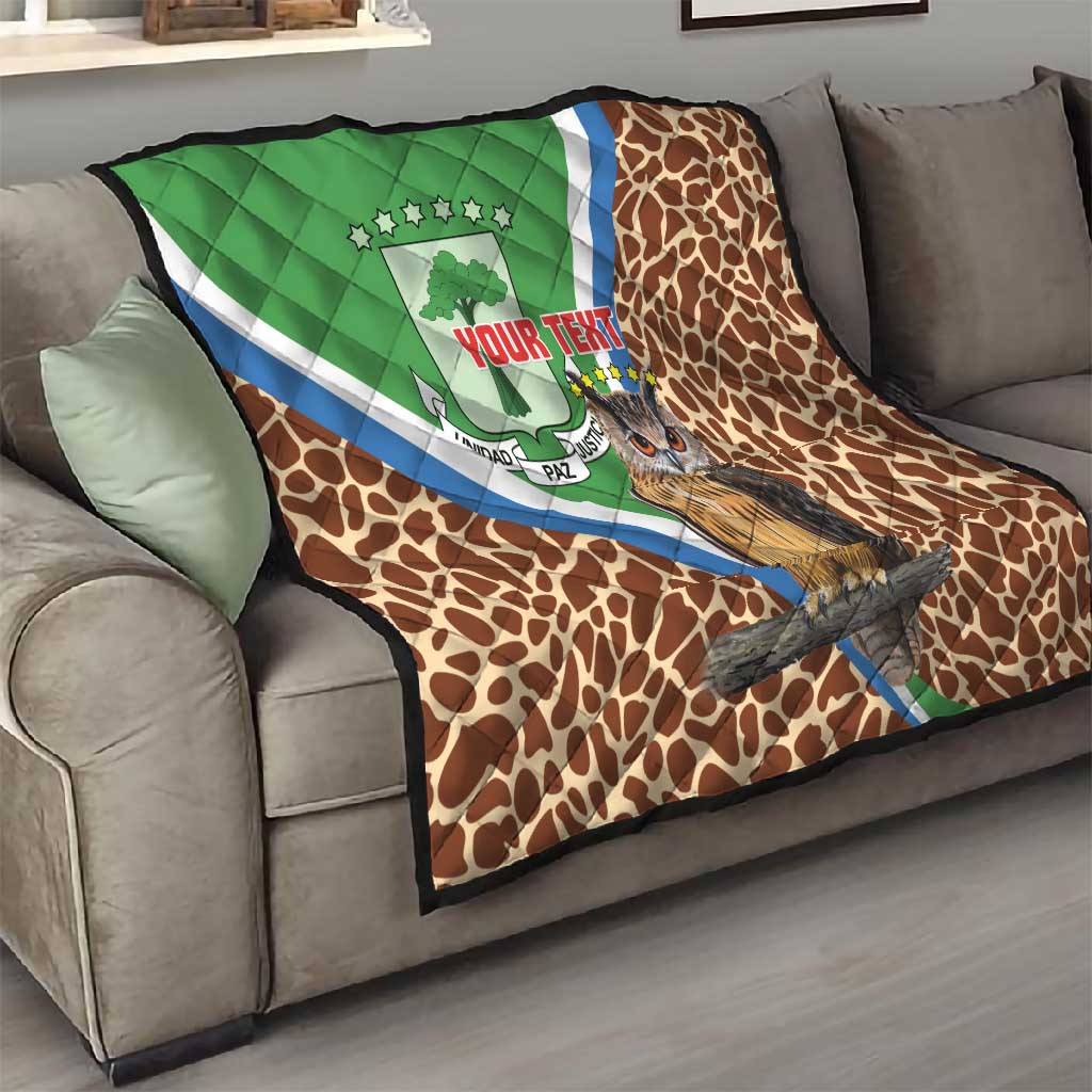 Personalised Equatorial Guinea Quilt Bubo Poensis With Coat Of Arms LT15