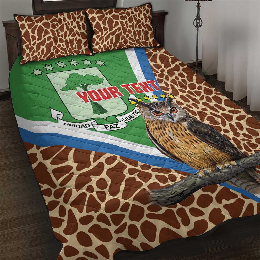 Personalised Equatorial Guinea Quilt Bed Set Bubo Poensis With Coat Of Arms LT15