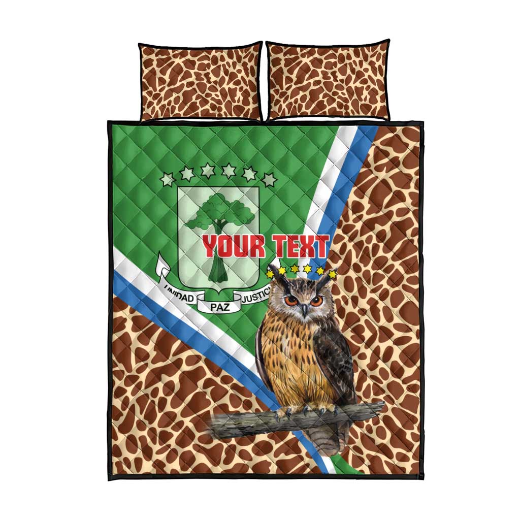 Personalised Equatorial Guinea Quilt Bed Set Bubo Poensis With Coat Of Arms LT15