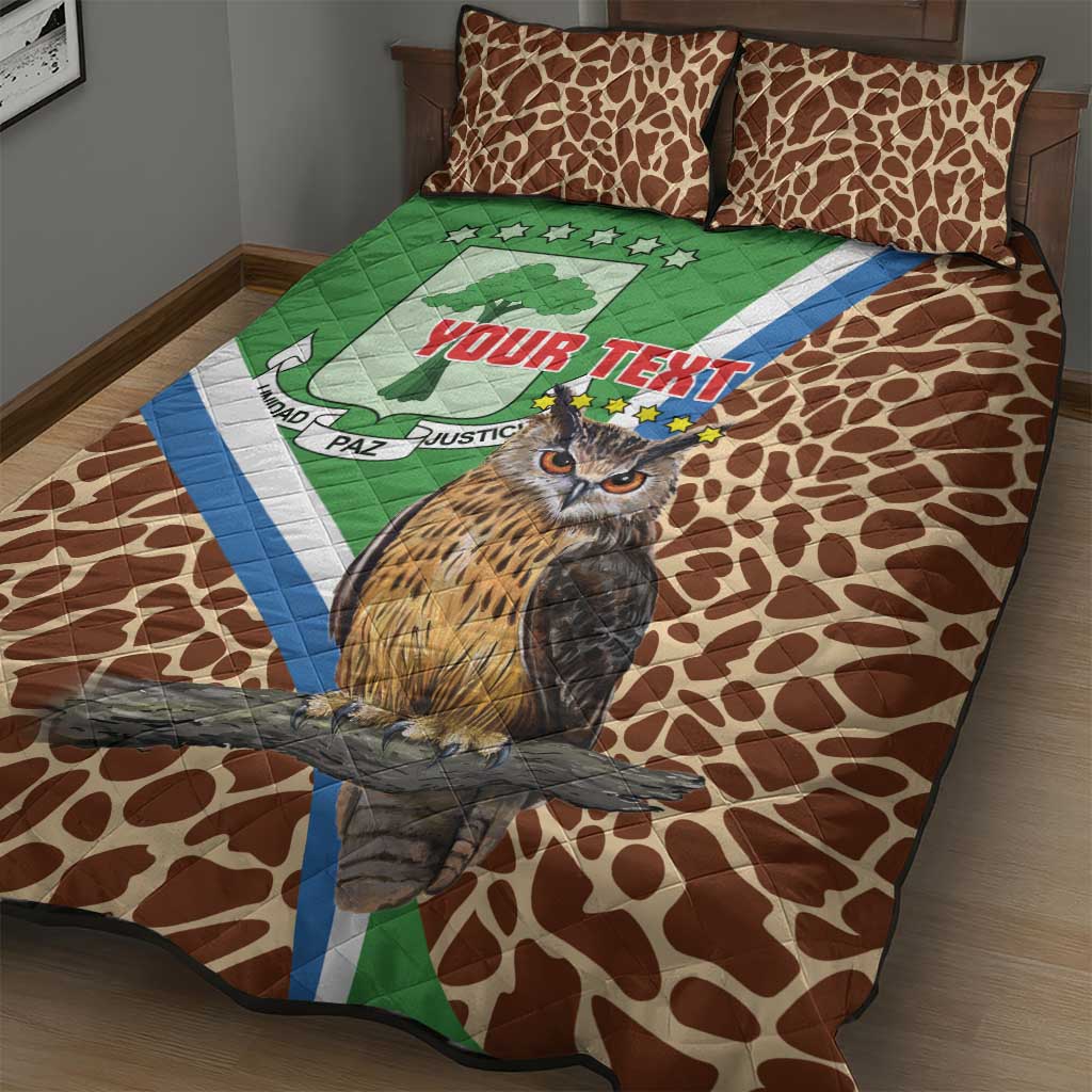 Personalised Equatorial Guinea Quilt Bed Set Bubo Poensis With Coat Of Arms LT15