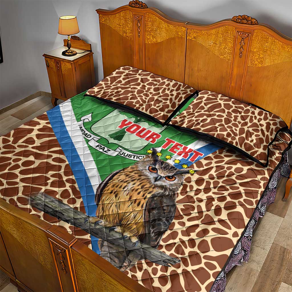Personalised Equatorial Guinea Quilt Bed Set Bubo Poensis With Coat Of Arms LT15