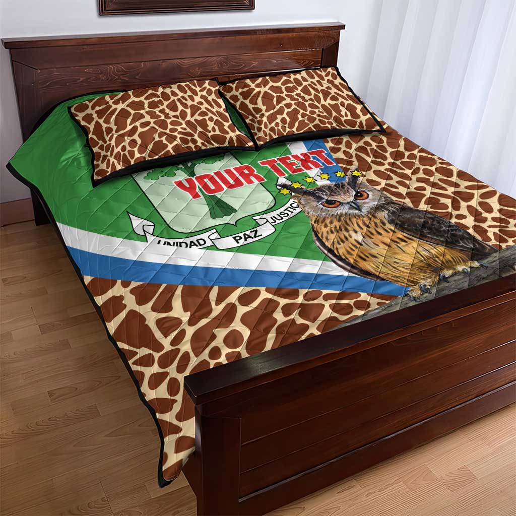 Personalised Equatorial Guinea Quilt Bed Set Bubo Poensis With Coat Of Arms LT15