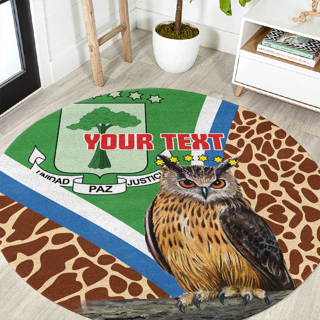 Personalised Equatorial Guinea Round Carpet Bubo Poensis With Coat Of Arms LT15