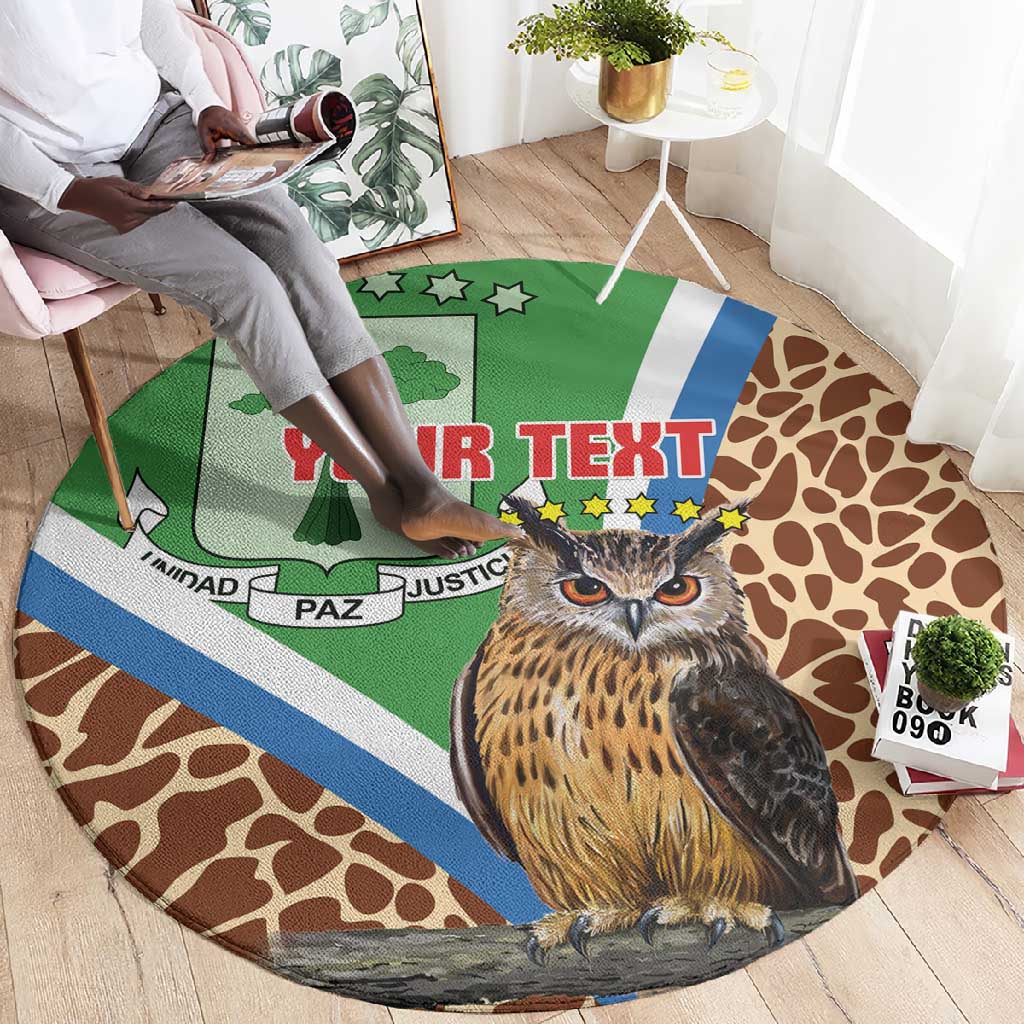 Personalised Equatorial Guinea Round Carpet Bubo Poensis With Coat Of Arms LT15