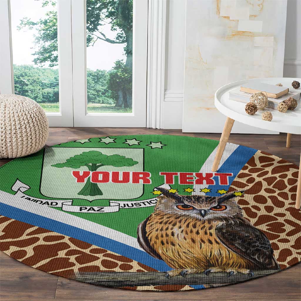 Personalised Equatorial Guinea Round Carpet Bubo Poensis With Coat Of Arms LT15