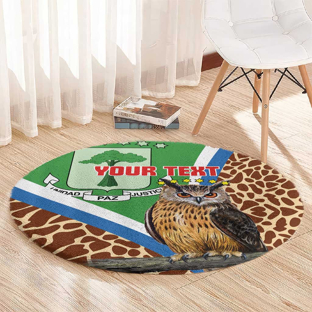 Personalised Equatorial Guinea Round Carpet Bubo Poensis With Coat Of Arms LT15