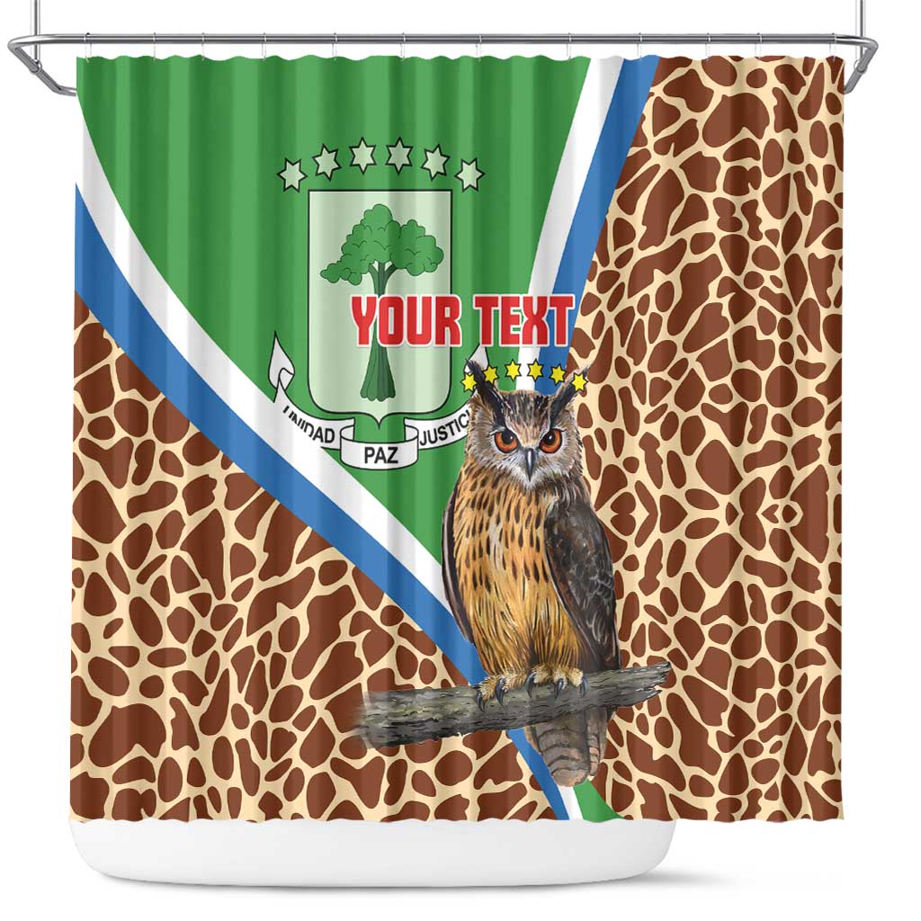 Personalised Equatorial Guinea Shower Curtain Bubo Poensis Mix Giraffe Pattern LT15