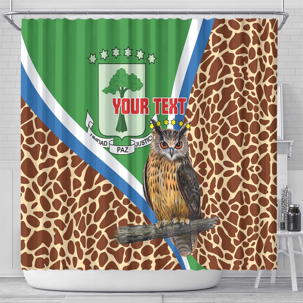 Personalised Equatorial Guinea Shower Curtain Bubo Poensis Mix Giraffe Pattern LT15