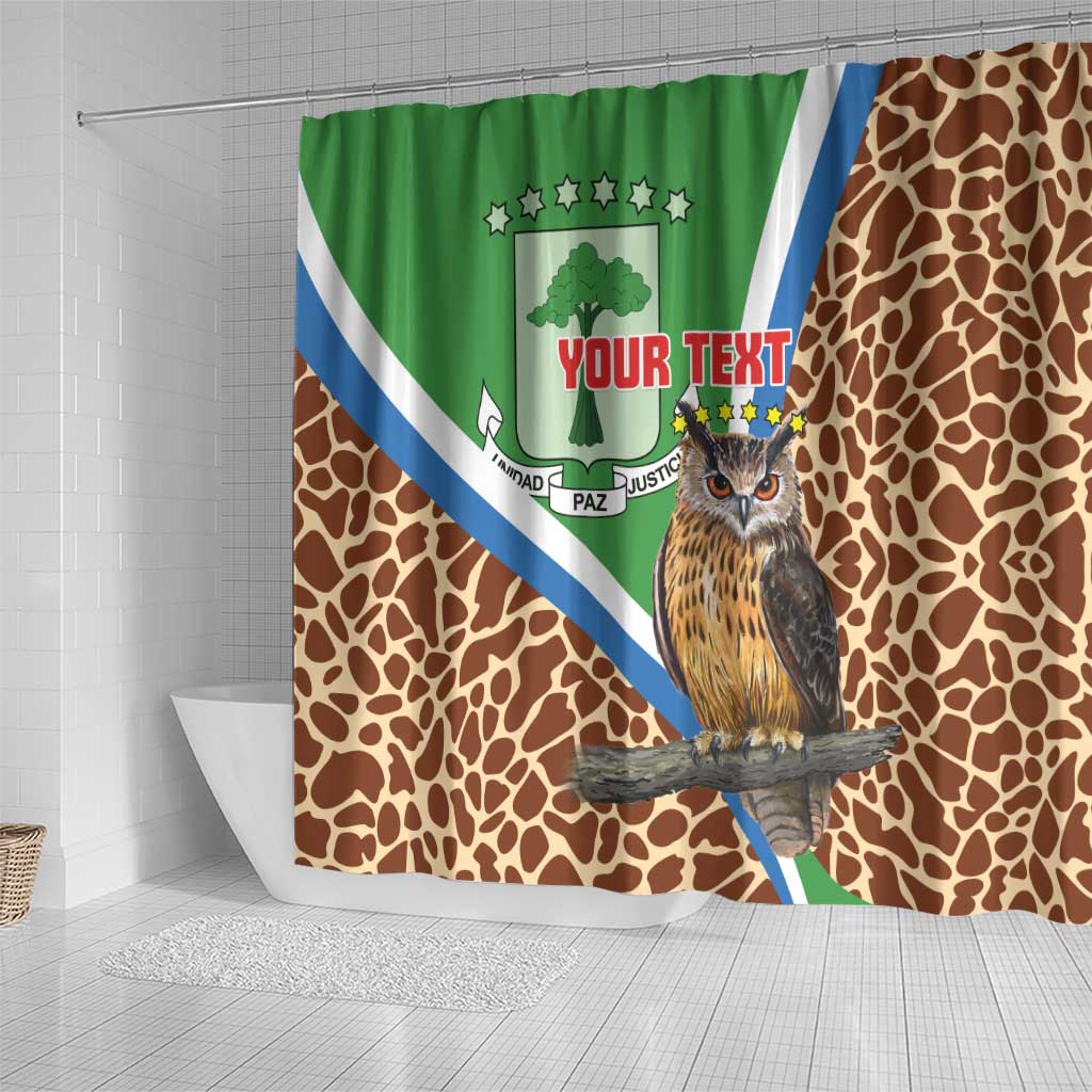 Personalised Equatorial Guinea Shower Curtain Bubo Poensis Mix Giraffe Pattern LT15