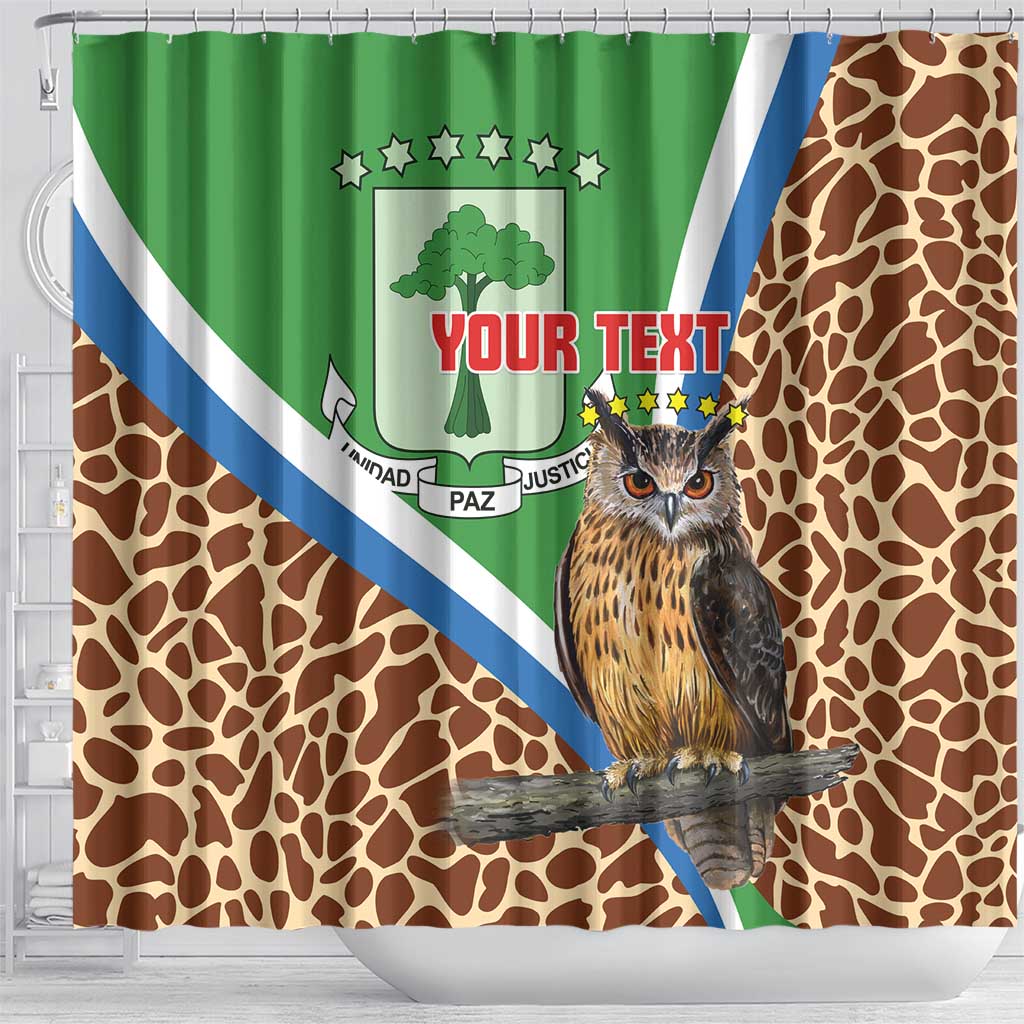 Personalised Equatorial Guinea Shower Curtain Bubo Poensis Mix Giraffe Pattern LT15