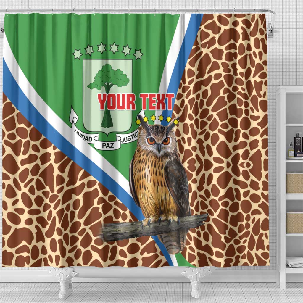Personalised Equatorial Guinea Shower Curtain Bubo Poensis Mix Giraffe Pattern LT15