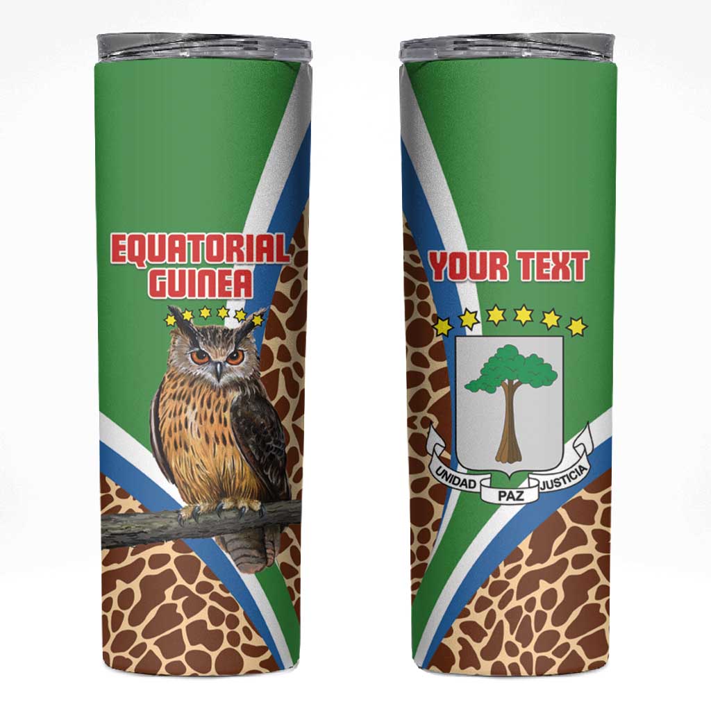 Personalised Equatorial Guinea Skinny Tumbler Bubo Poensis With Coat Of Arms LT15
