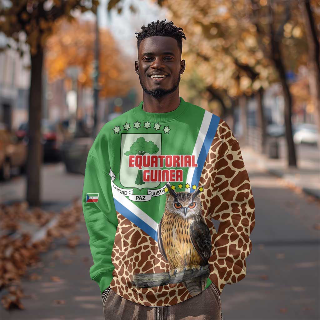 Personalised Equatorial Guinea Sweatshirt Bubo Poensis With Coat Of Arms LT15