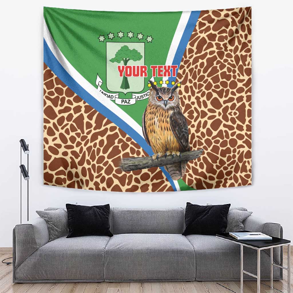Personalised Equatorial Guinea Tapestry Bubo Poensis With Coat Of Arms LT15