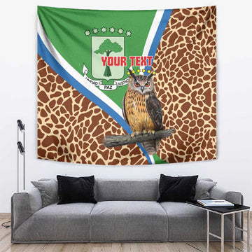 Personalised Equatorial Guinea Tapestry Bubo Poensis With Coat Of Arms LT15
