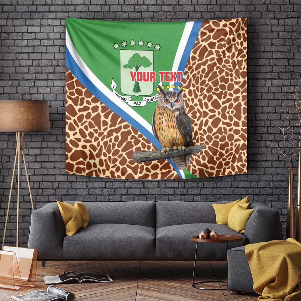Personalised Equatorial Guinea Tapestry Bubo Poensis With Coat Of Arms LT15