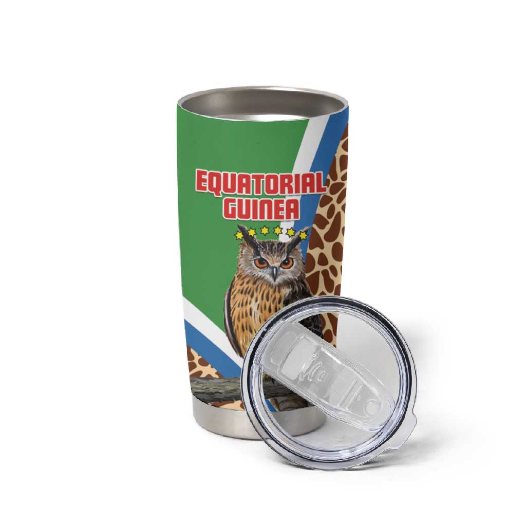 Personalised Equatorial Guinea Tumbler Cup Bubo Poensis With Coat Of Arms LT15