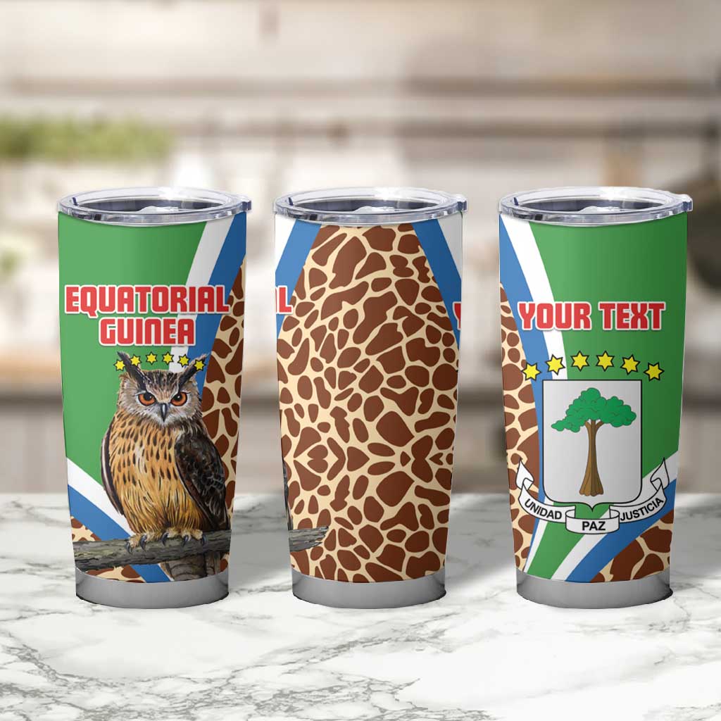 Personalised Equatorial Guinea Tumbler Cup Bubo Poensis With Coat Of Arms LT15