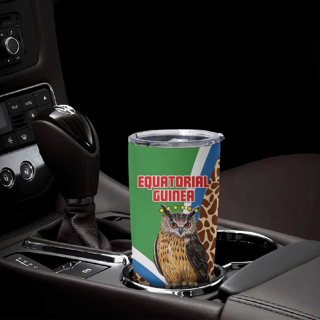 Personalised Equatorial Guinea Tumbler Cup Bubo Poensis With Coat Of Arms LT15