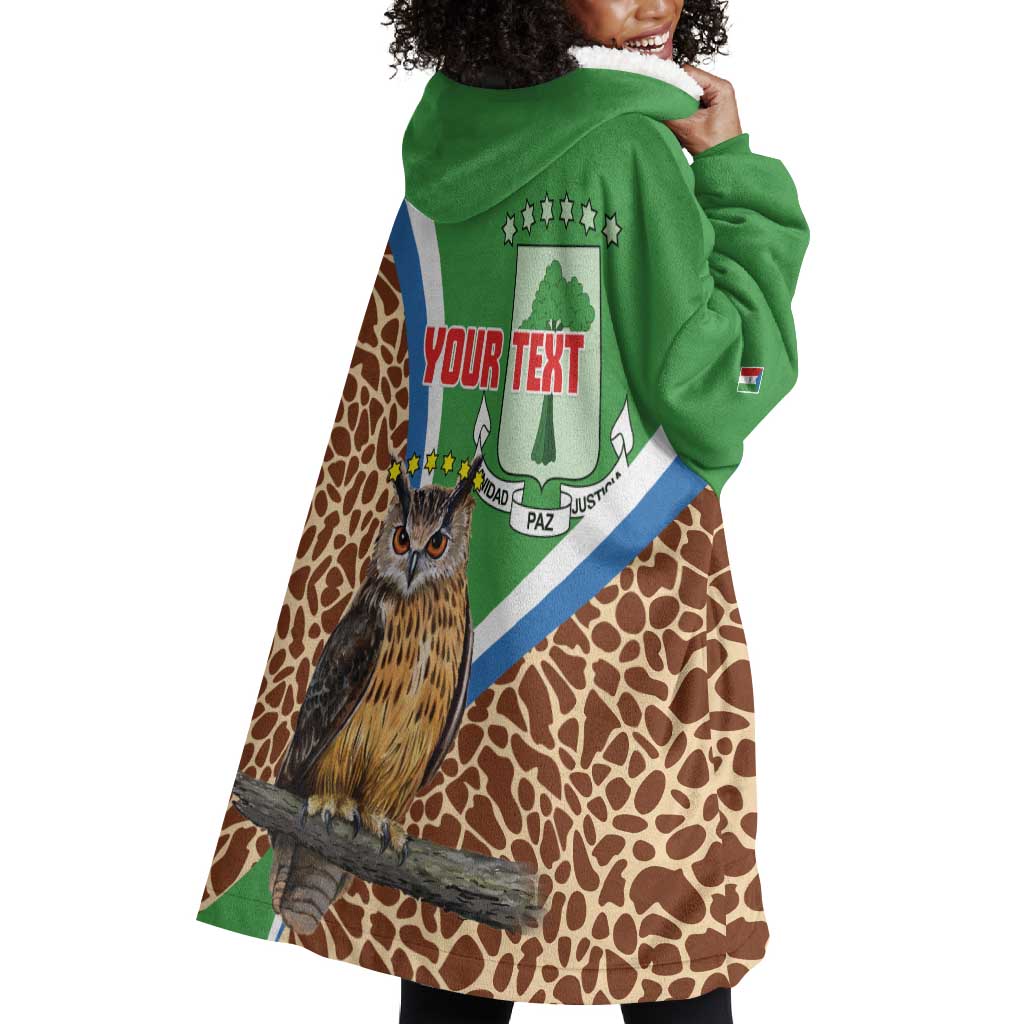 Personalised Equatorial Guinea Wearable Blanket Hoodie Bubo Poensis With Coat Of Arms LT15