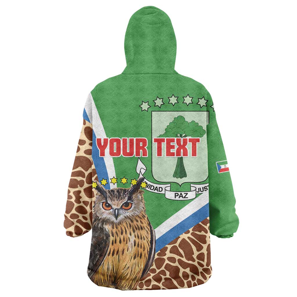 Personalised Equatorial Guinea Wearable Blanket Hoodie Bubo Poensis With Coat Of Arms LT15