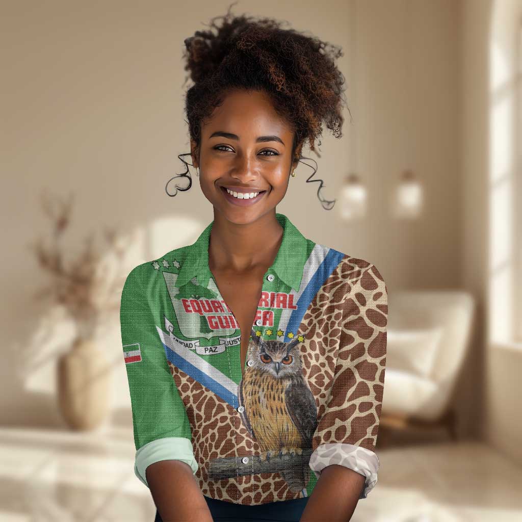 Personalised Equatorial Guinea Women Casual Shirt Bubo Poensis With Coat Of Arms LT15
