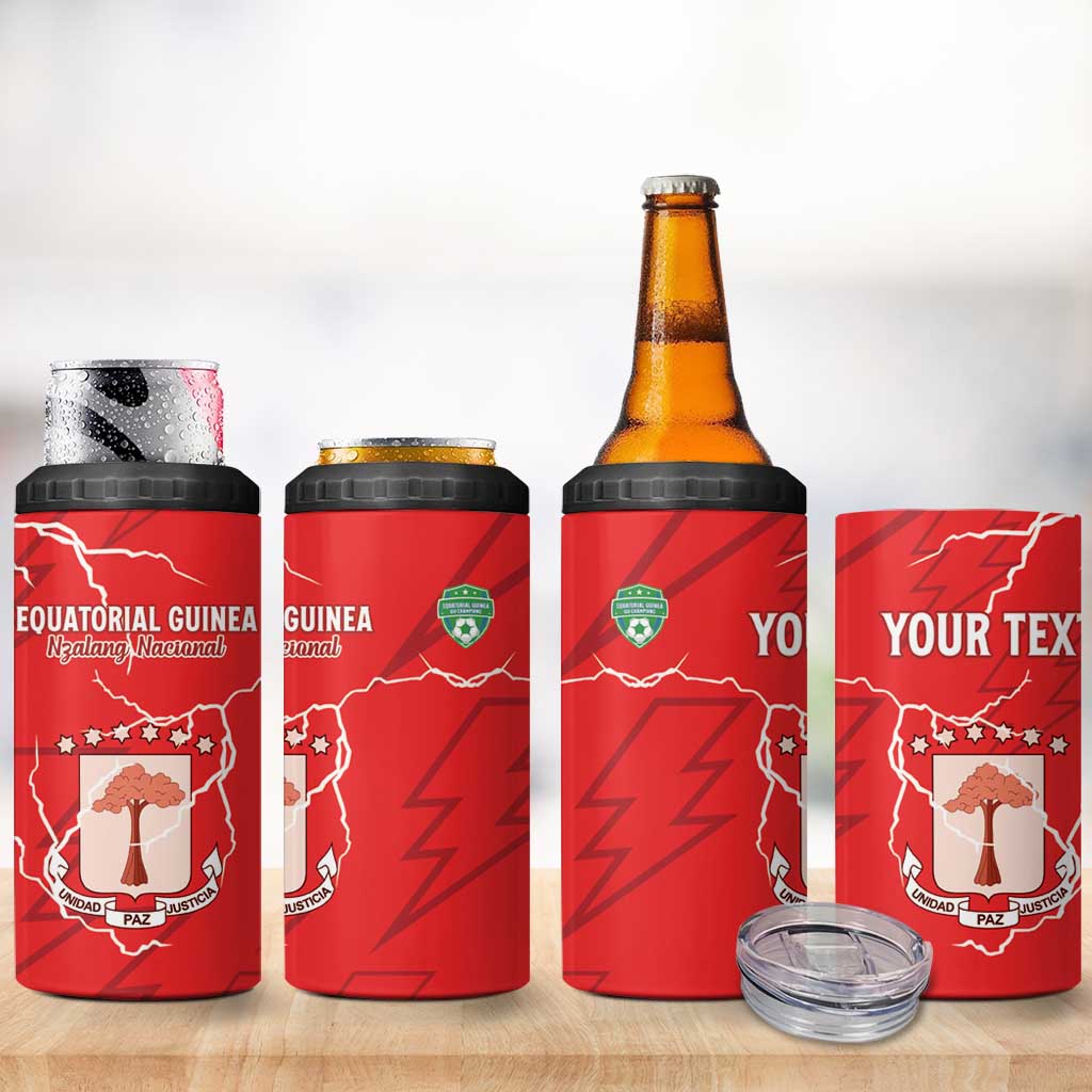 Custom Equatorial Guinea Football 4 in 1 Can Cooler Tumbler Go Champions - Red Version LT15