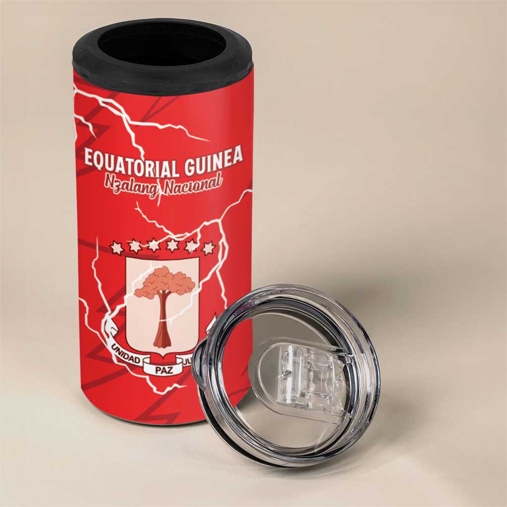 Custom Equatorial Guinea Football 4 in 1 Can Cooler Tumbler Go Champions - Red Version LT15